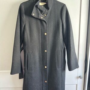 Michael Kors Black Trench Coat with Gold Accents